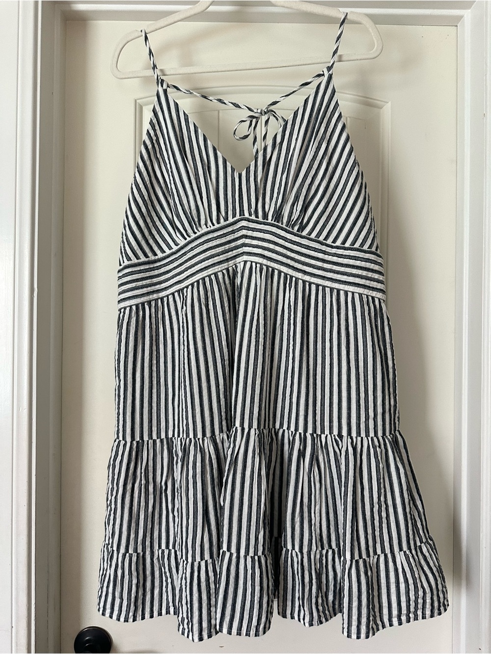 American Eagle Stripe Back Tie Strappy Mini Dress Ruffled XL